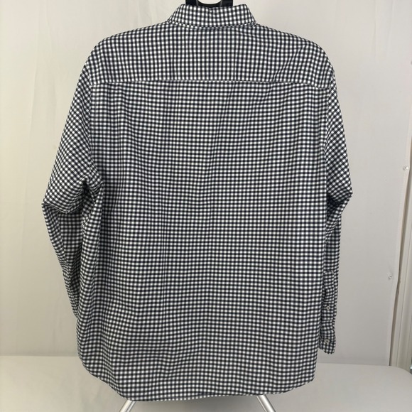 UNTUCKit Mens XL Relaxed Fit Gingham Button Down Shirt Navy Blue White Cotton - Picture 3 of 6